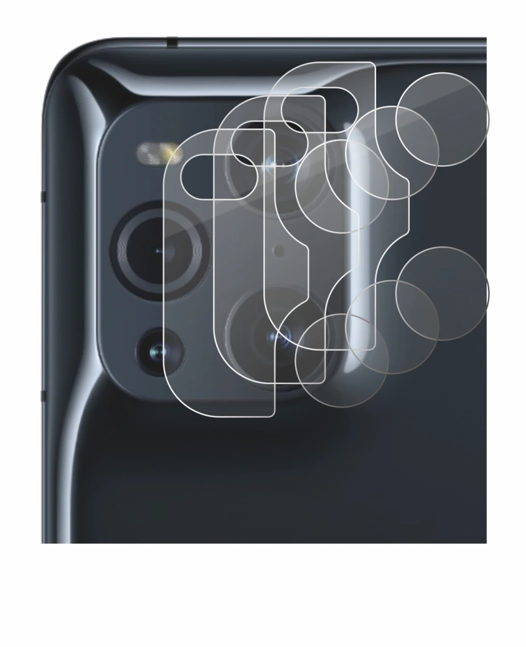 Immagine del dispositivo Oppo Find X3 Pro (SOLO Fotocamera) con un'ampia varietà di protezioni per lo schermo.