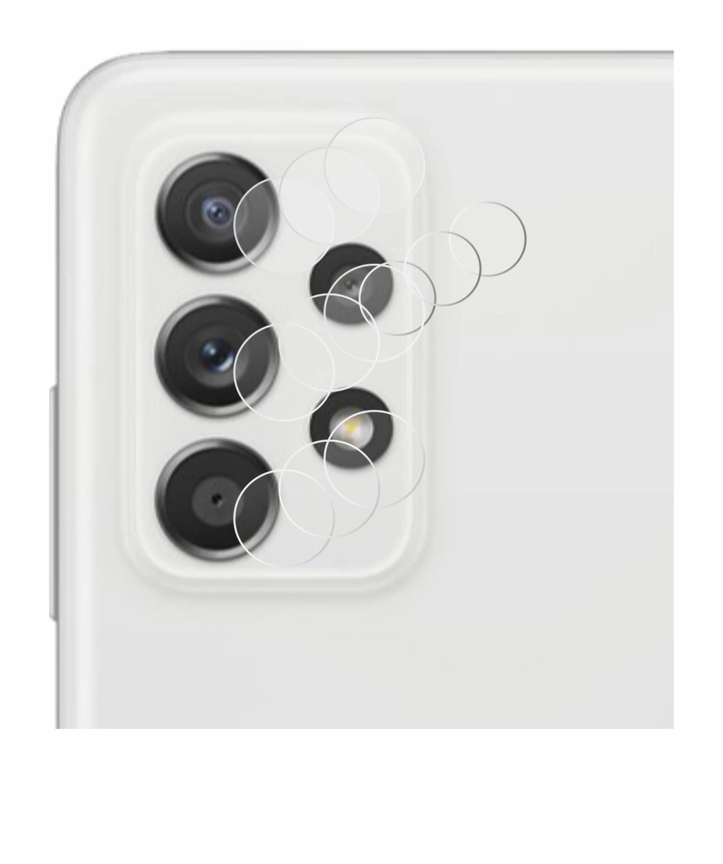 Immagine del dispositivo Samsung Galaxy A52s 5G (SOLO Fotocamera) con un'ampia varietà di protezioni per lo schermo.