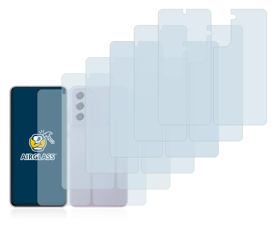 Immagine del dispositivo Samsung Galaxy S21 FE 5G (Fronte+Retro) con un'ampia varietà di protezioni per lo schermo.