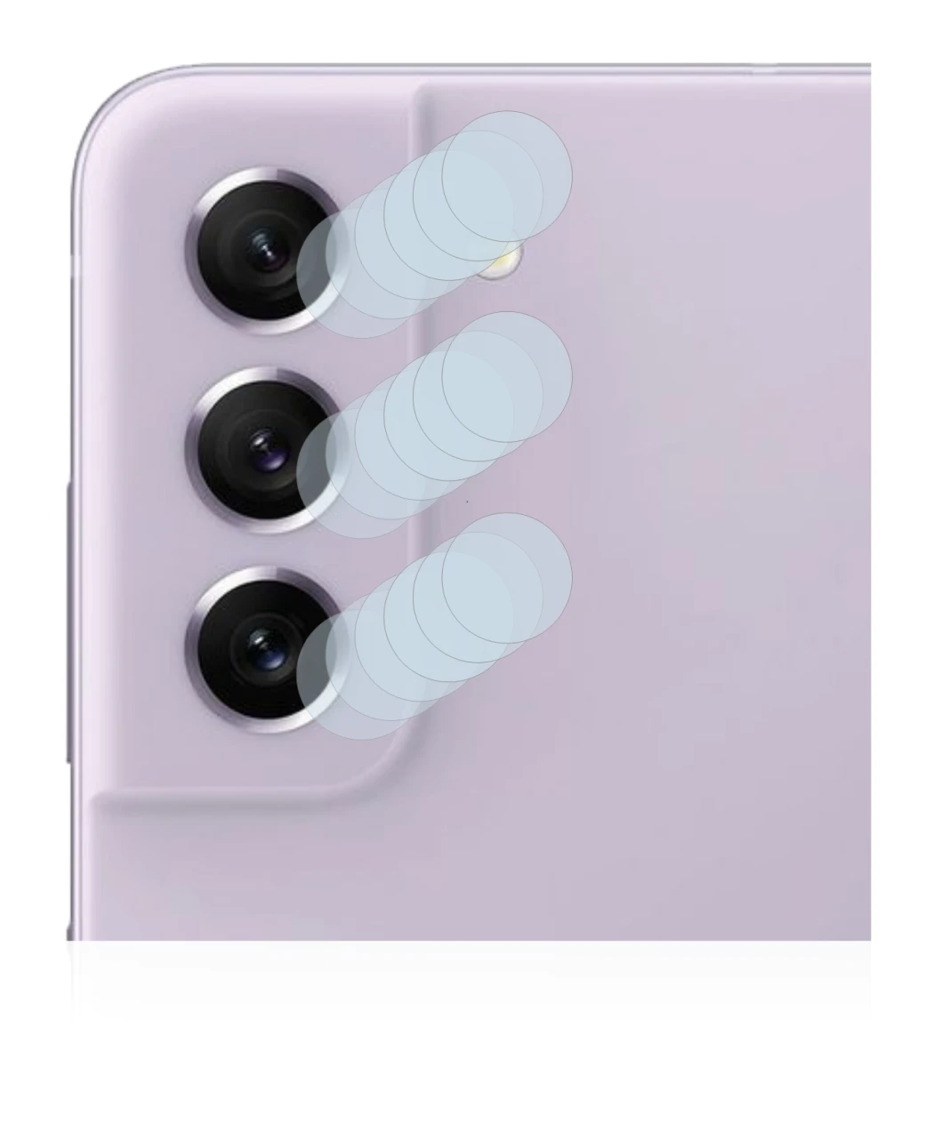 Immagine del dispositivo Samsung Galaxy S21 FE 5G (SOLO Fotocamera) con un'ampia varietà di protezioni per lo schermo.