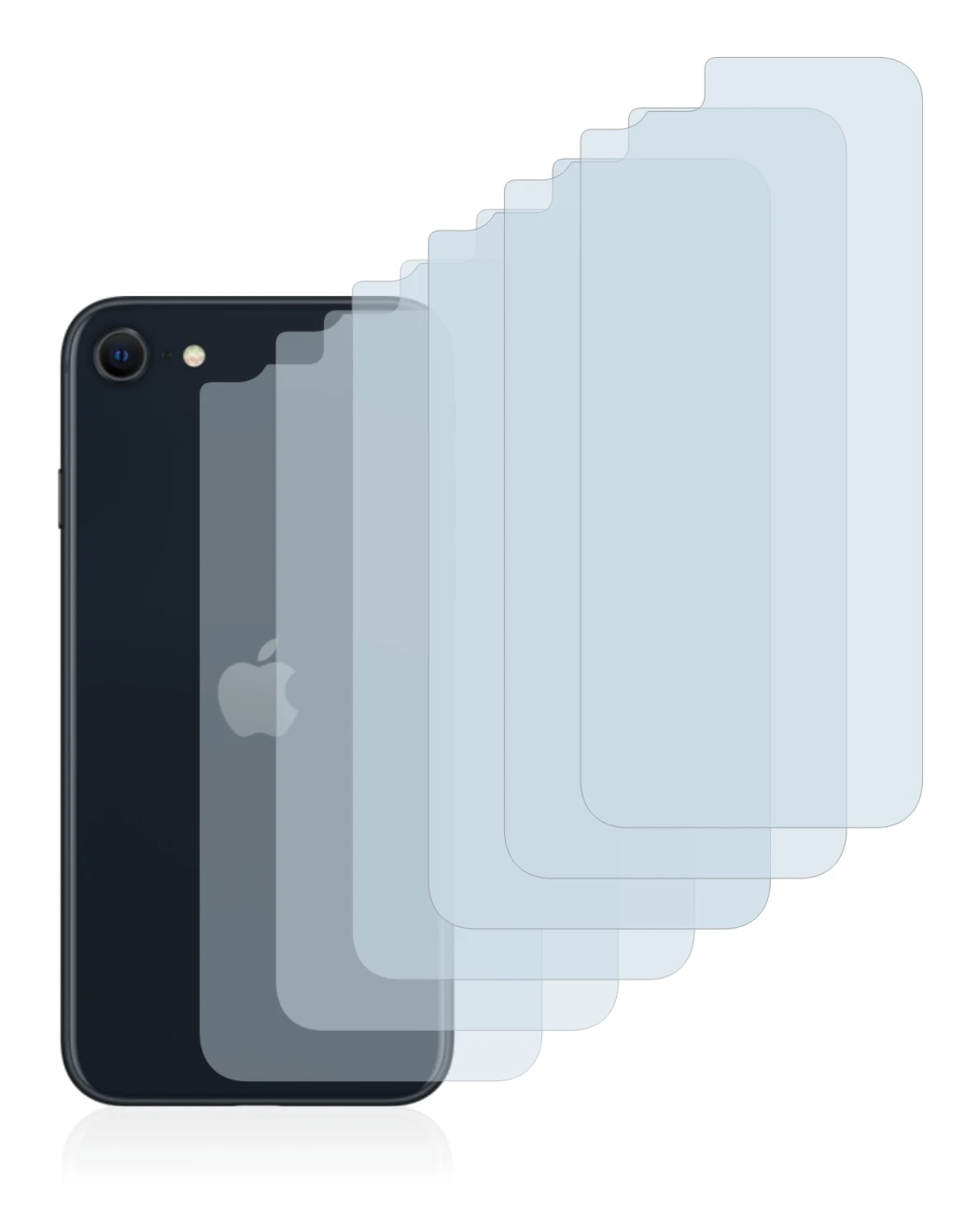 Immagine del dispositivo Apple iPhone SE 3 2022 (Posteriore) con un'ampia varietà di protezioni per lo schermo.