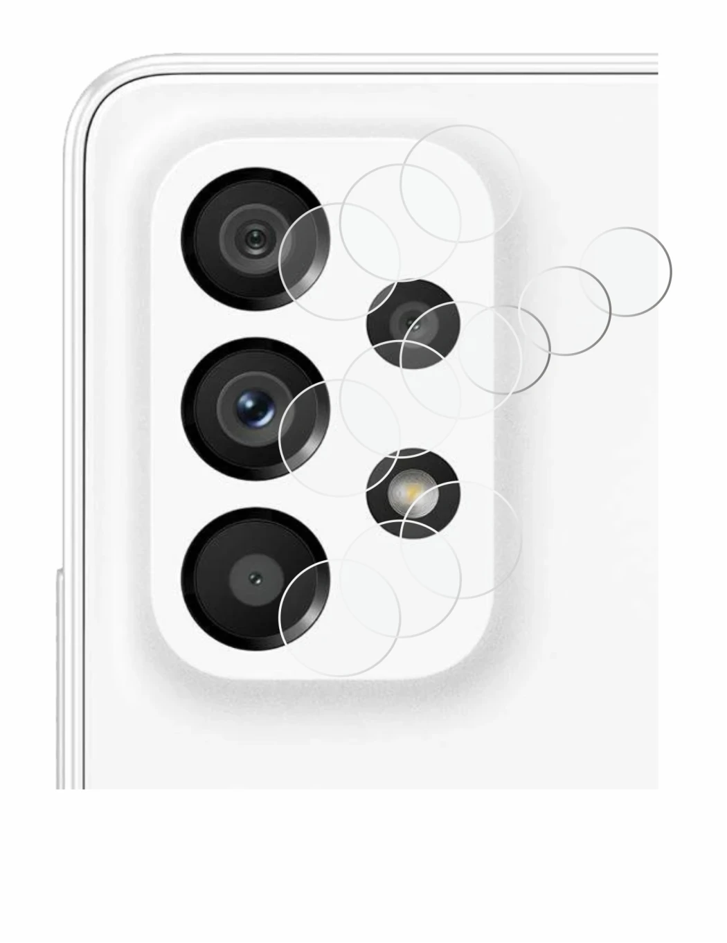 Immagine del dispositivo Samsung Galaxy A53 5G (SOLO Fotocamera) con un'ampia varietà di protezioni per lo schermo.