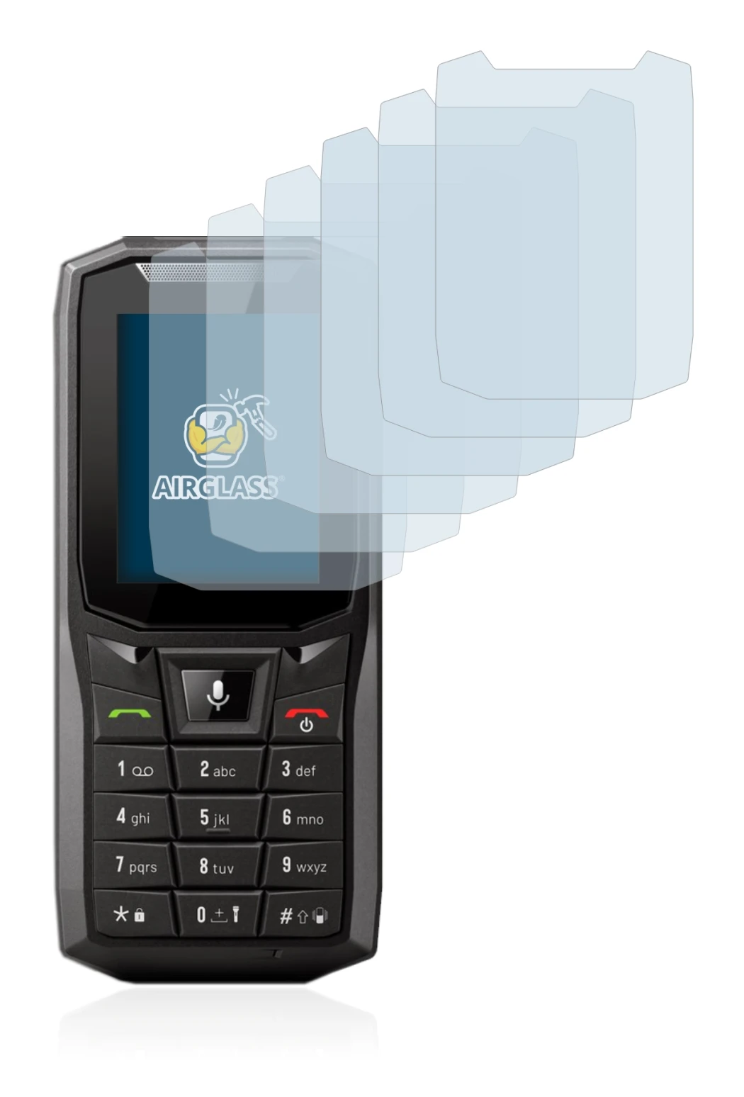 Immagine del dispositivo Crosscall Core-S4 con un'ampia varietà di protezioni per lo schermo.