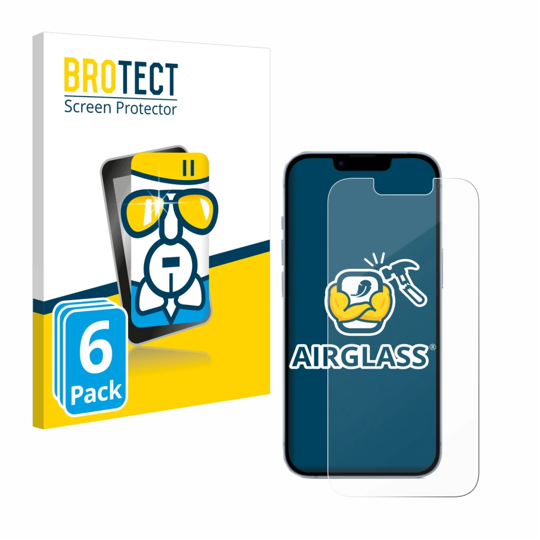 Parte frontale di una confezione del prodotto con il logo del marchio BROTECT. Accanto è raffigurato il dispositivo Apple iPho