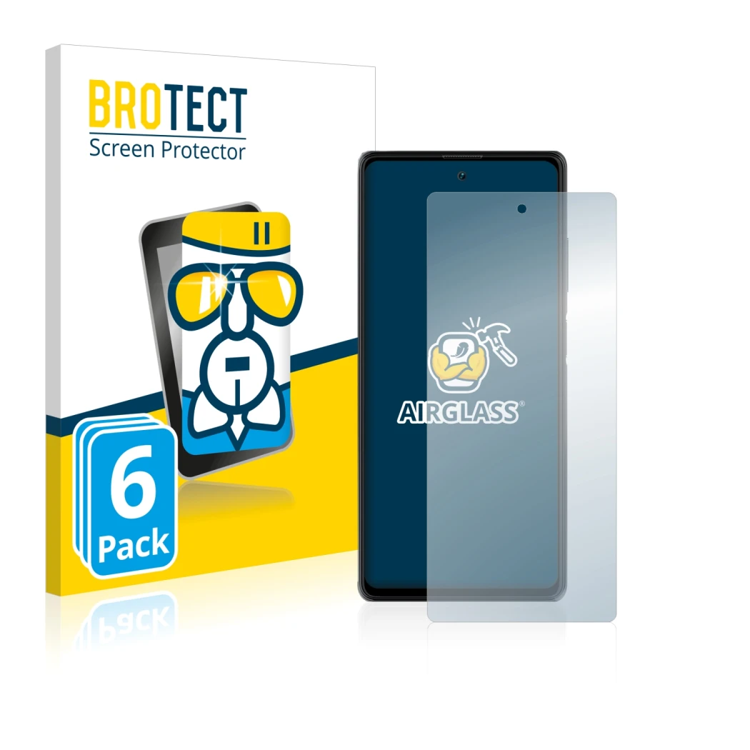 Parte frontale di una confezione del prodotto con il logo del marchio BROTECT. Accanto è raffigurato il dispositivo Blackview 