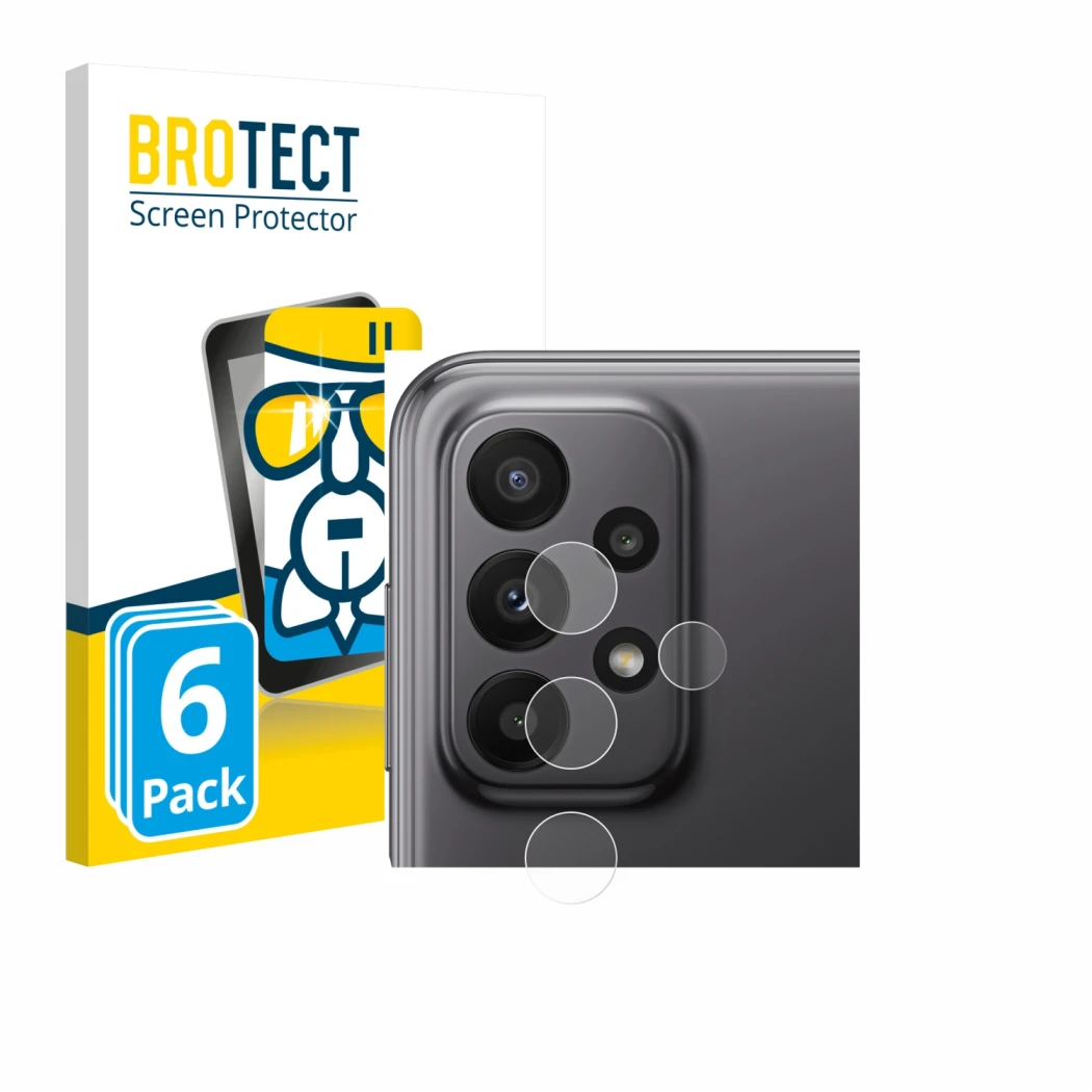 Parte frontale di una confezione del prodotto con il logo del marchio BROTECT. Accanto è raffigurato il dispositivo Samsung Ga