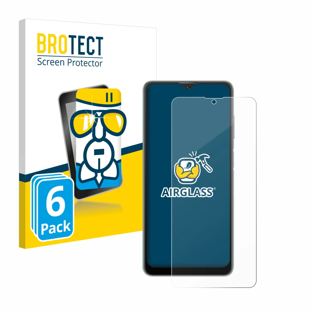 Parte frontale di una confezione del prodotto con il logo del marchio BROTECT. Accanto è raffigurato il dispositivo Blackview 