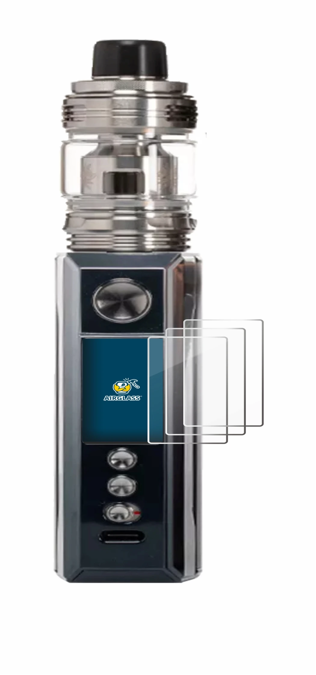 Immagine del dispositivo Voopoo Drag M100S con un'ampia varietà di protezioni per lo schermo.