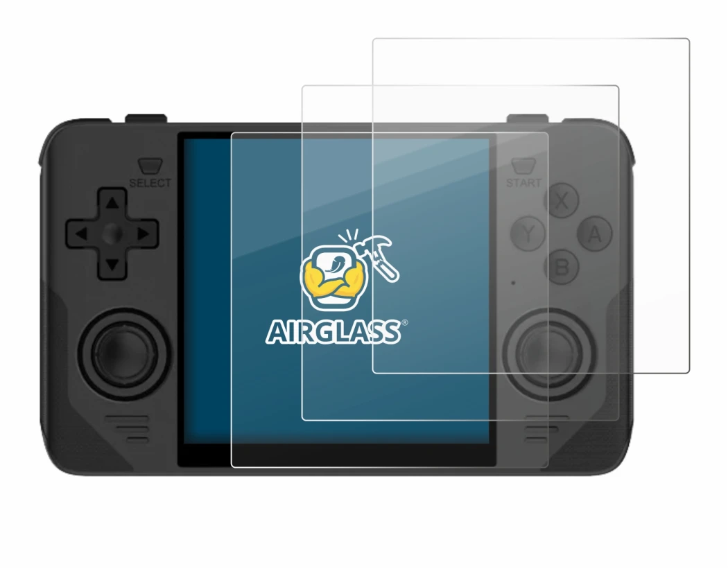 Immagine del dispositivo Powkiddy RGB30 con un'ampia varietà di protezioni per lo schermo.