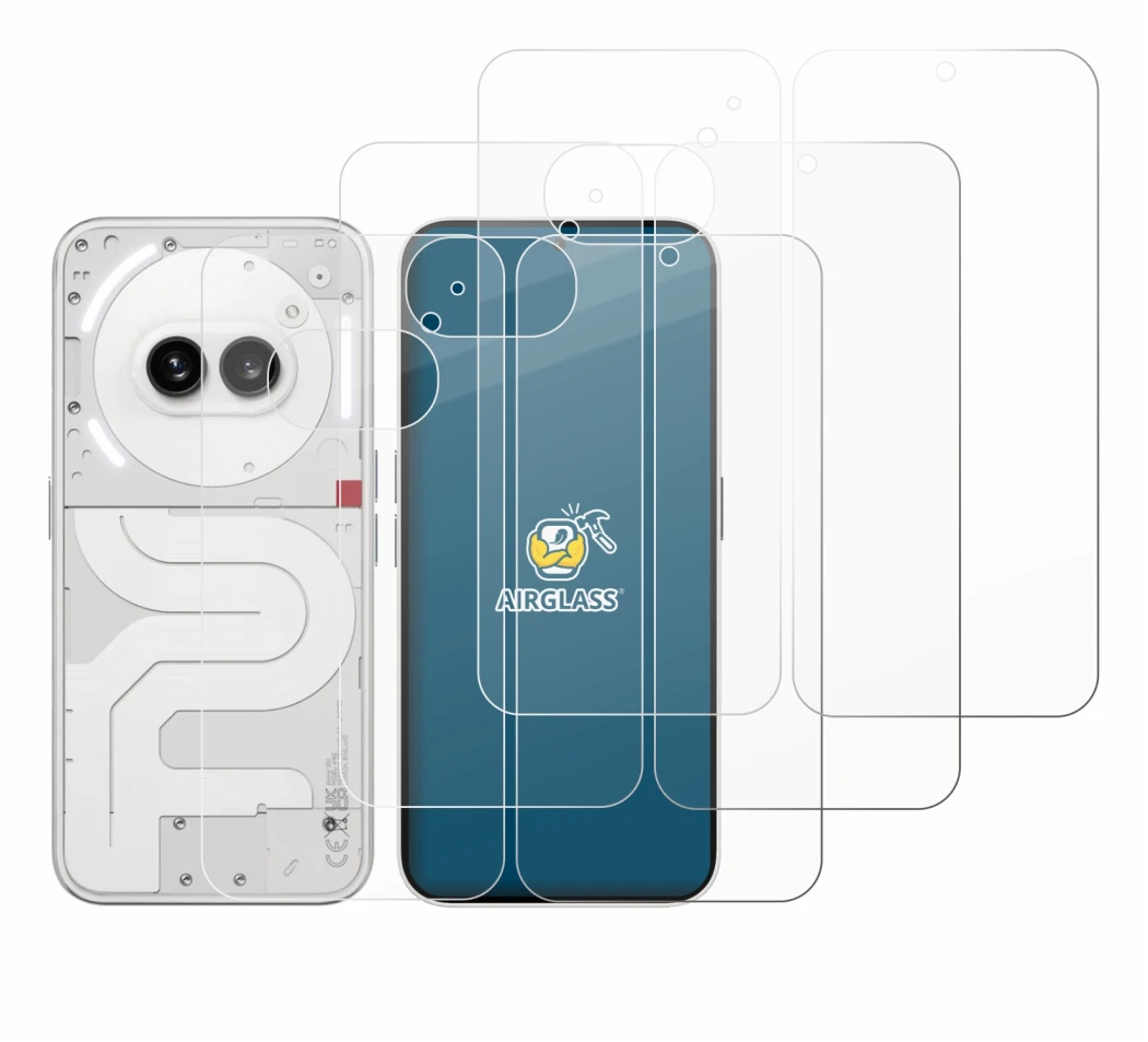 Immagine del dispositivo Nothing Phone (2a) (Fronte+Retro) con un'ampia varietà di protezioni per lo schermo.