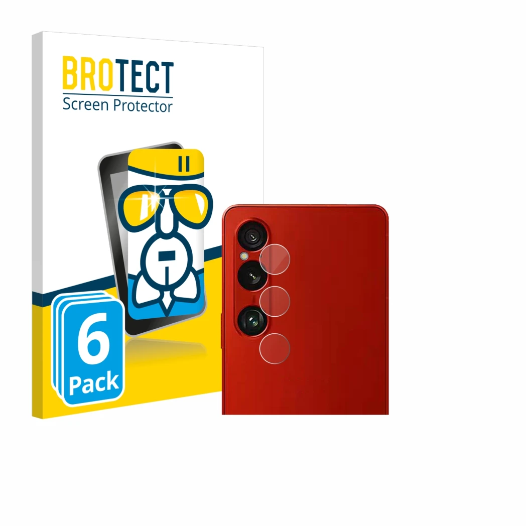 Parte frontale di una confezione del prodotto con il logo del marchio BROTECT. Accanto è raffigurato il dispositivo Sony Xperi