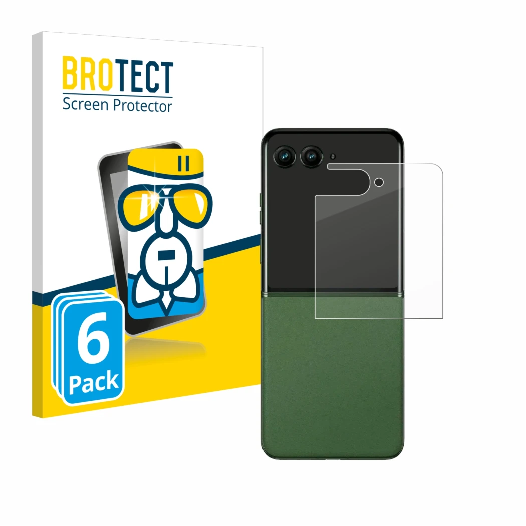 Parte frontale di una confezione del prodotto con il logo del marchio BROTECT. Accanto è raffigurato il dispositivo Motorola R