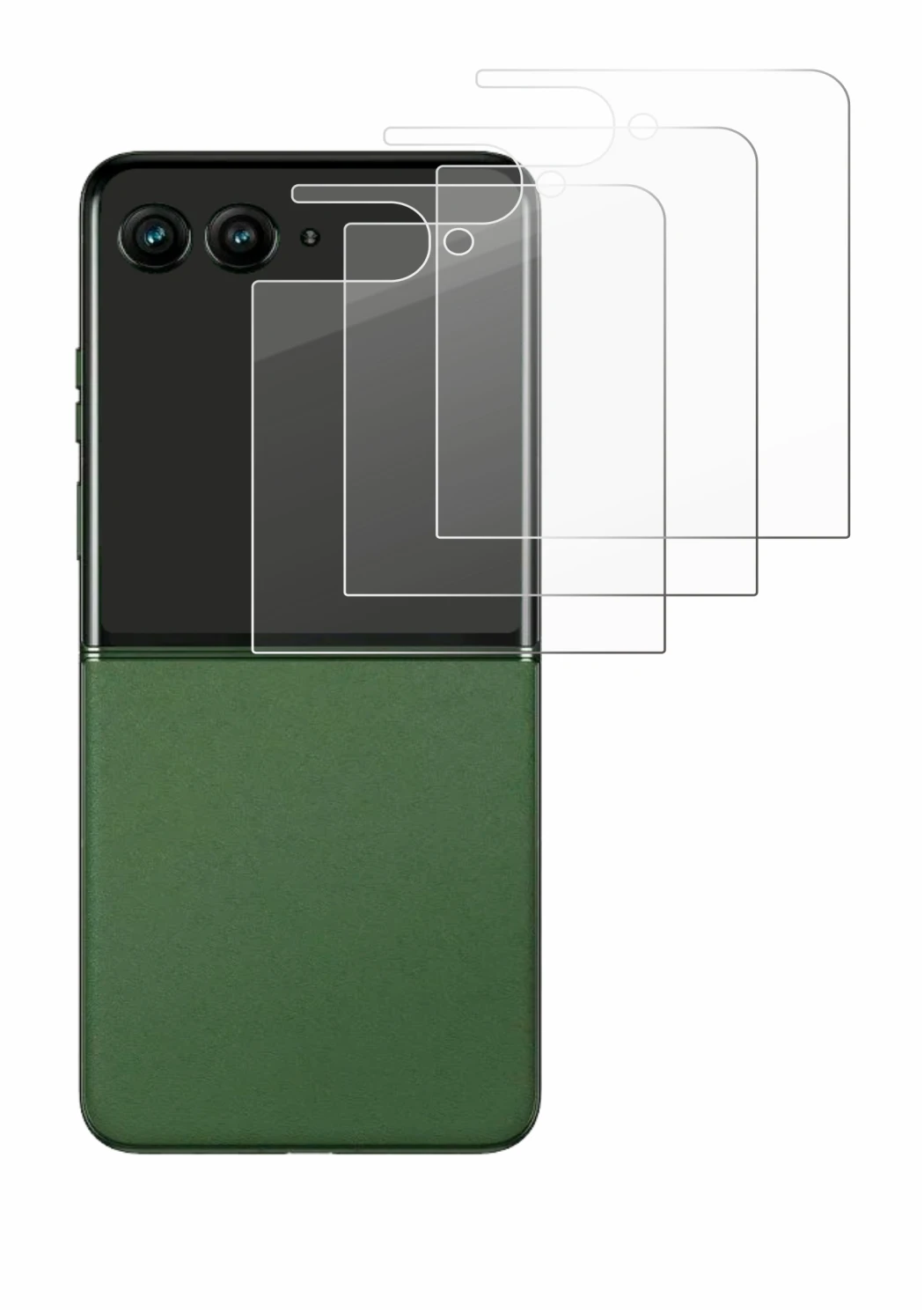 Immagine del dispositivo Motorola Razr 50 Ultra (Display posteriore) con un'ampia varietà di protezioni per lo schermo.