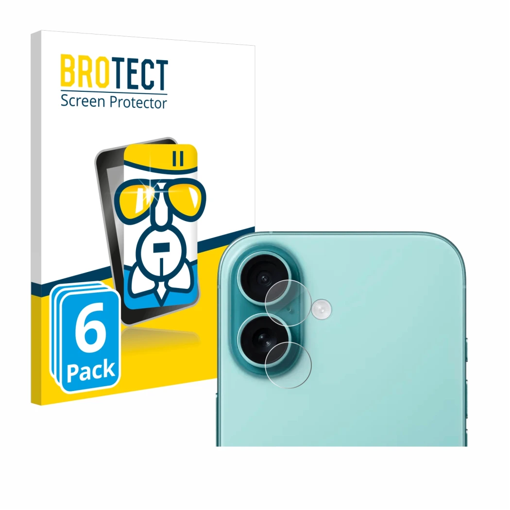 Parte frontale di una confezione del prodotto con il logo del marchio BROTECT. Accanto è raffigurato il dispositivo Apple iPho