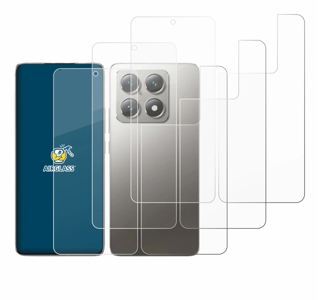 Immagine del dispositivo Xiaomi 14T Pro (Fronte+Retro) con un'ampia varietà di protezioni per lo schermo.