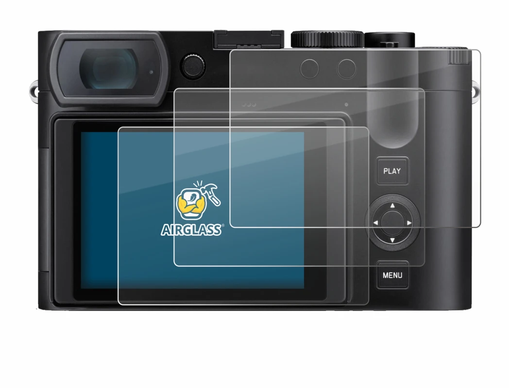 Immagine del dispositivo Leica Q3 43 con un'ampia varietà di protezioni per lo schermo.