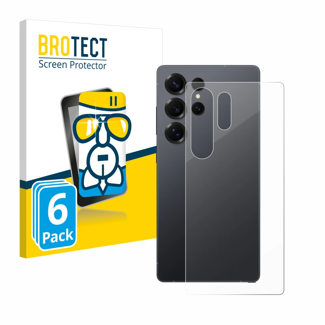 Parte frontale di una confezione del prodotto con il logo del marchio BROTECT. Accanto è raffigurato il dispositivo Samsung Ga