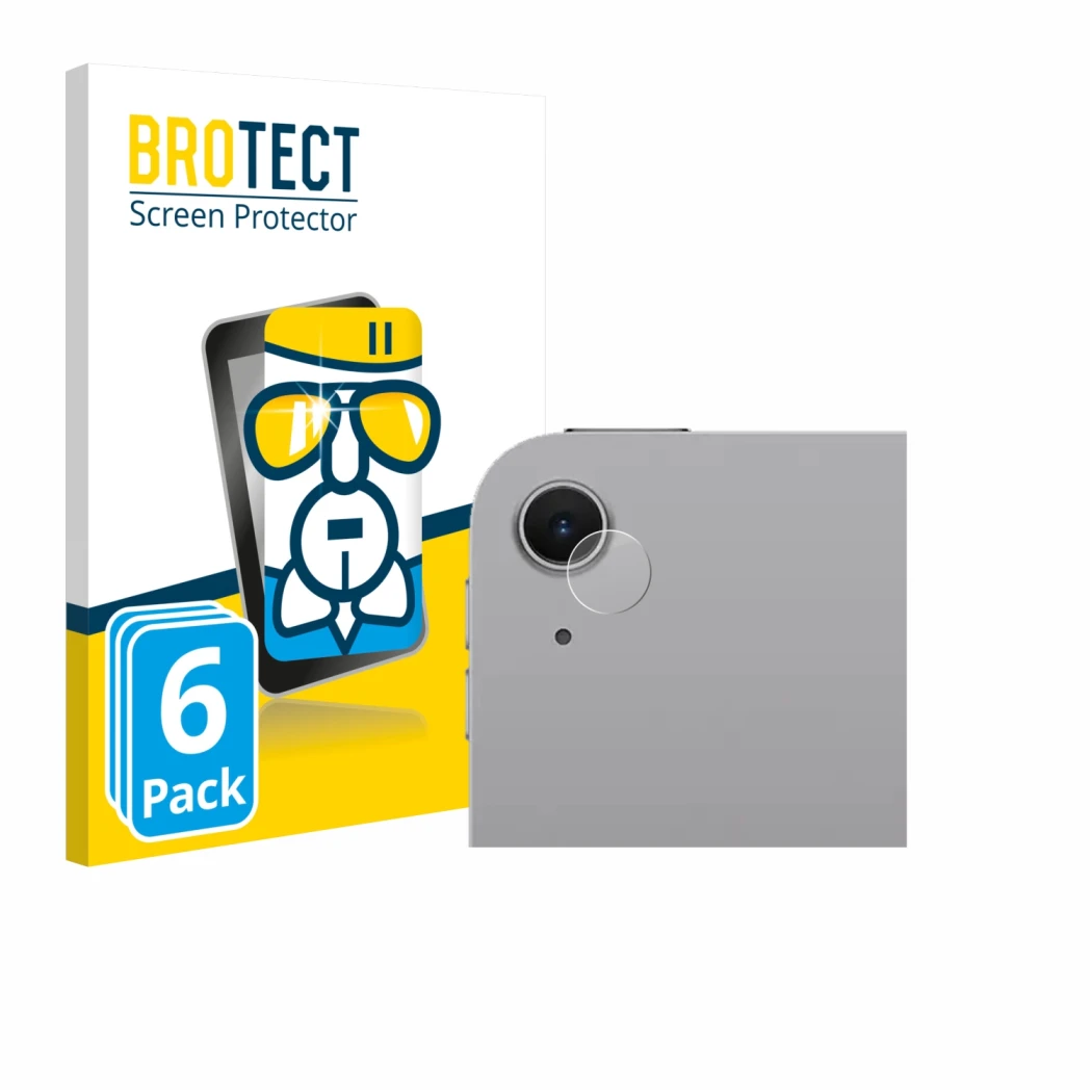 Parte frontale di una confezione del prodotto con il logo del marchio BROTECT. Accanto è raffigurato il dispositivo Apple iPad