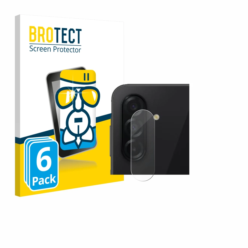 Parte frontale di una confezione del prodotto con il logo del marchio BROTECT. Accanto è raffigurato il dispositivo Samsung Ga