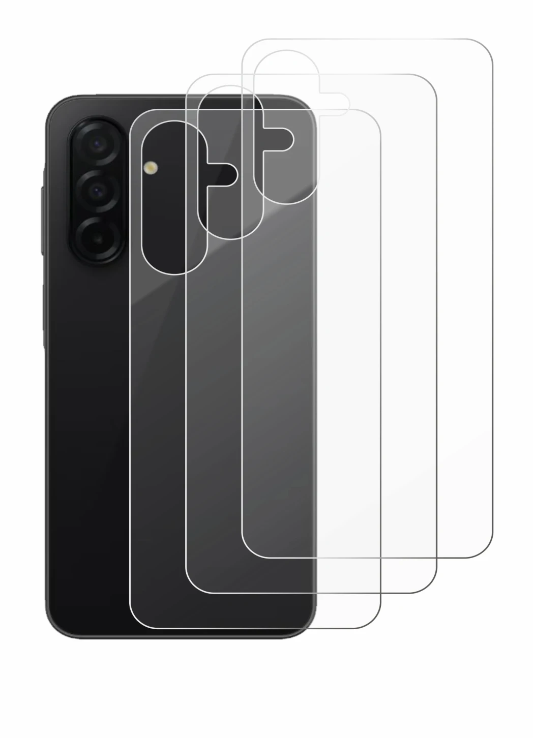 Immagine del dispositivo Samsung Galaxy A26 5G (Posteriore) con un'ampia varietà di protezioni per lo schermo.