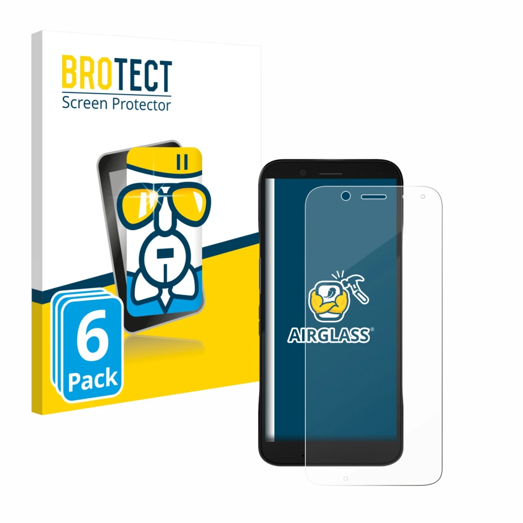 Parte frontale di una confezione del prodotto con il logo del marchio BROTECT. Accanto è raffigurato il dispositivo Datalogic 