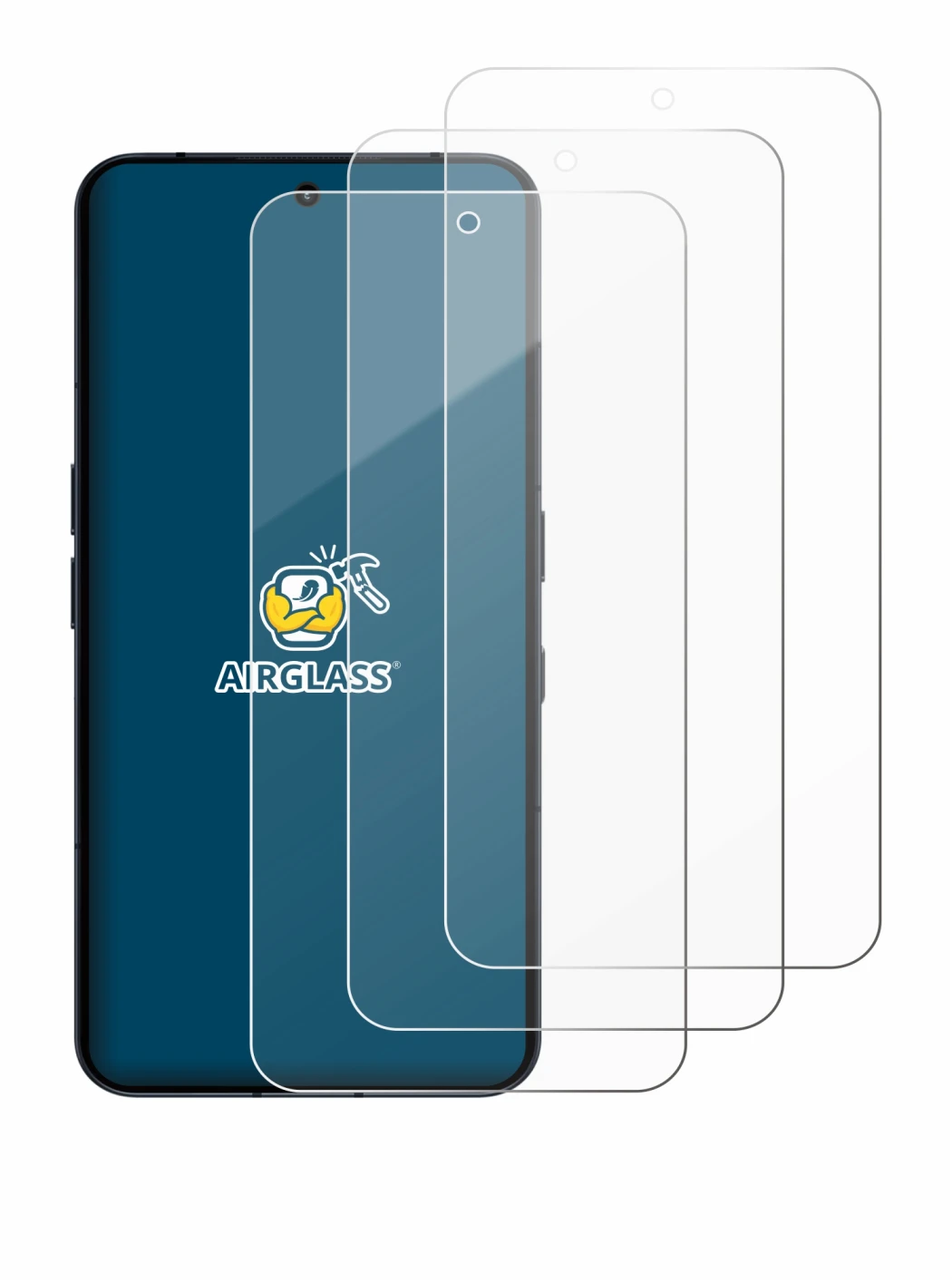 Immagine del dispositivo Nothing Phone (3) con un'ampia varietà di protezioni per lo schermo.