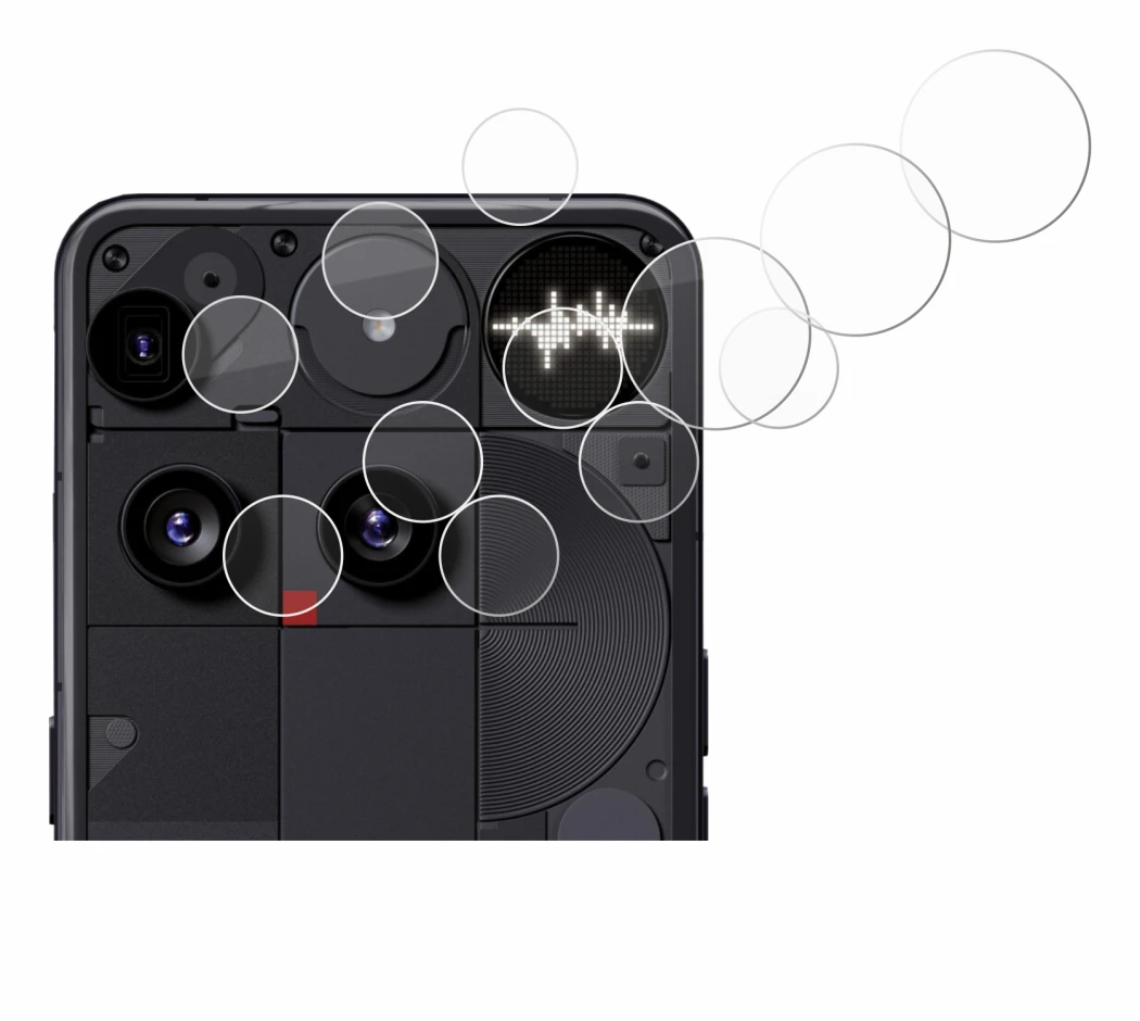 Immagine del dispositivo Nothing Phone (3) (SOLO Fotocamera) con un'ampia varietà di protezioni per lo schermo.