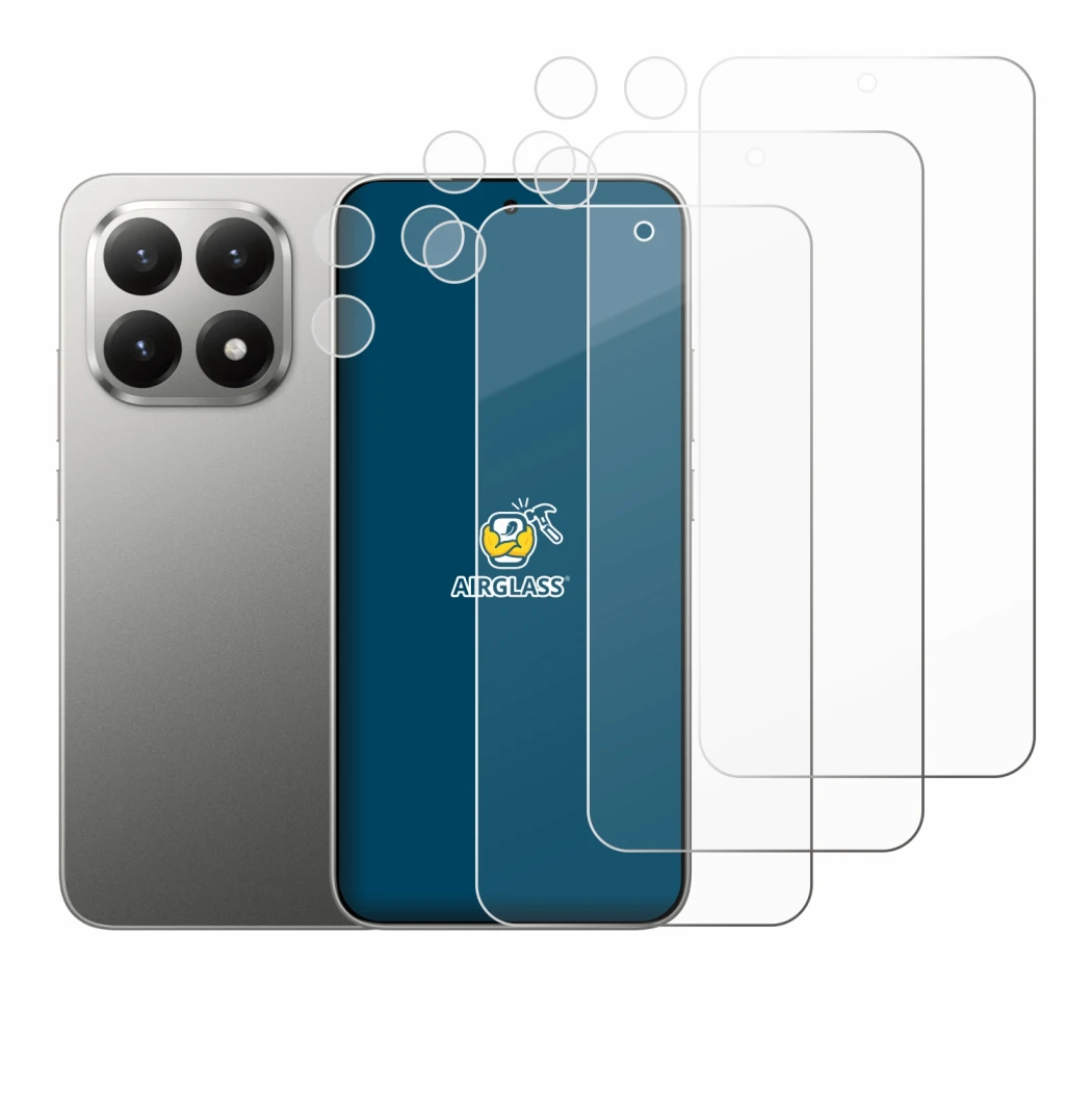 Immagine del dispositivo Xiaomi 15T (Fronte+Fotocamera) con un'ampia varietà di protezioni per lo schermo.