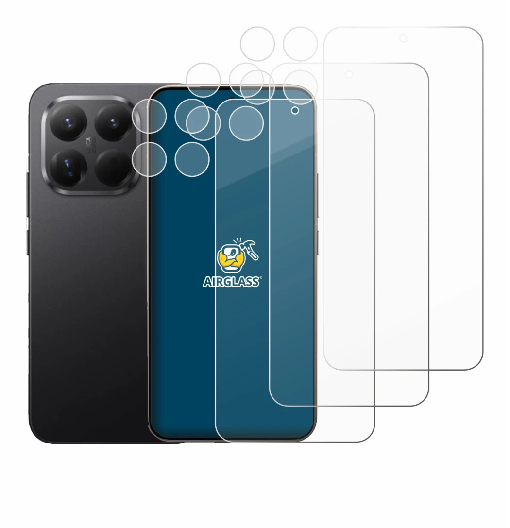 Immagine del dispositivo Xiaomi 15T Pro (Fronte+Fotocamera) con un'ampia varietà di protezioni per lo schermo.