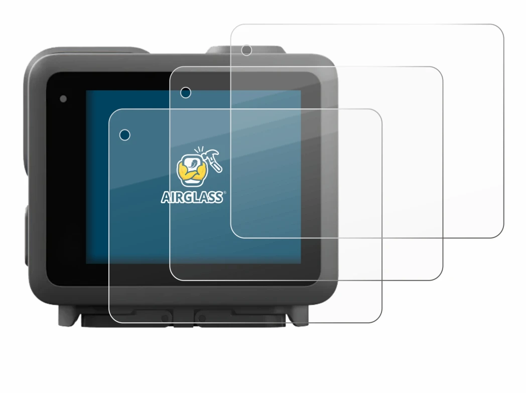 Immagine del dispositivo GoPro Lit Hero con un'ampia varietà di protezioni per lo schermo.