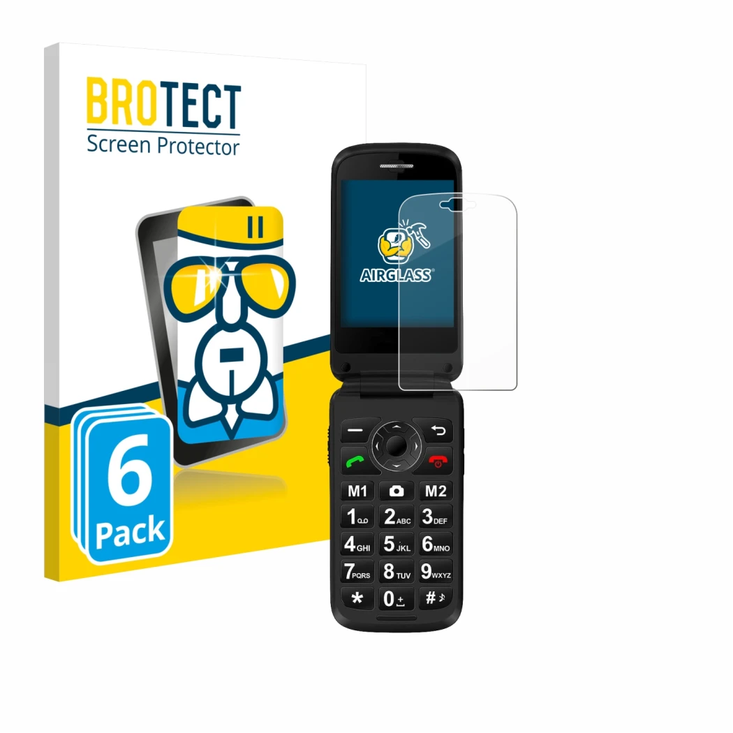 Parte frontale di una confezione del prodotto con il logo del marchio BROTECT. Accanto è raffigurato il dispositivo Simvalley