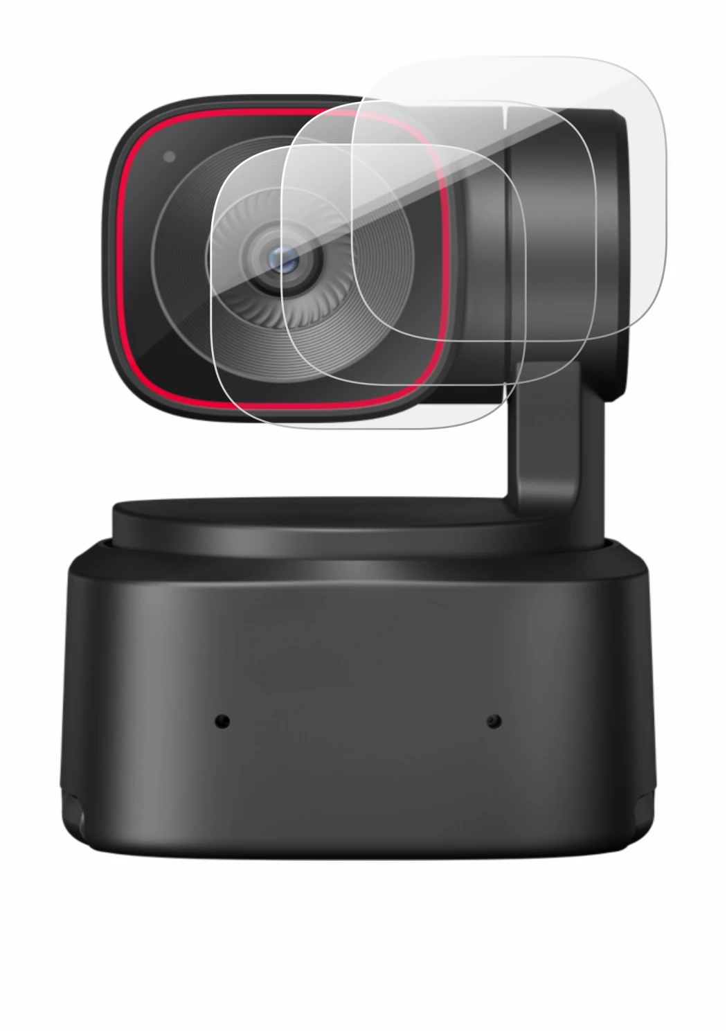 Immagine del dispositivo OBSBOT Tiny 2 Lite con un'ampia varietà di protezioni per lo schermo.