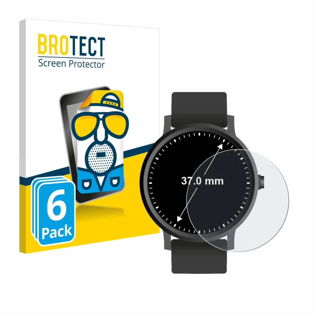 Parte frontale di una confezione del prodotto con il logo del marchio BROTECT. Accanto è raffigurato il dispositivo Orologi (C