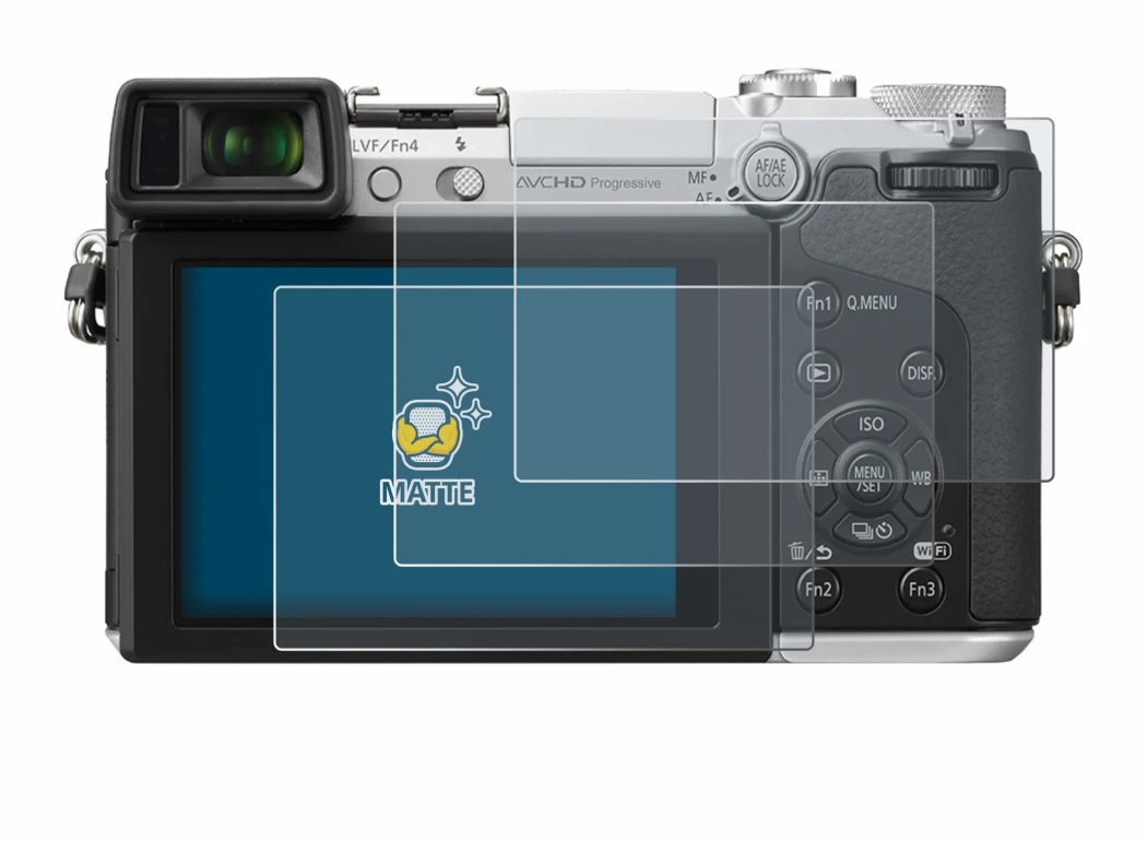 Immagine del dispositivo Panasonic Lumix DMC-GX7 con un'ampia varietà di protezioni per lo schermo.
