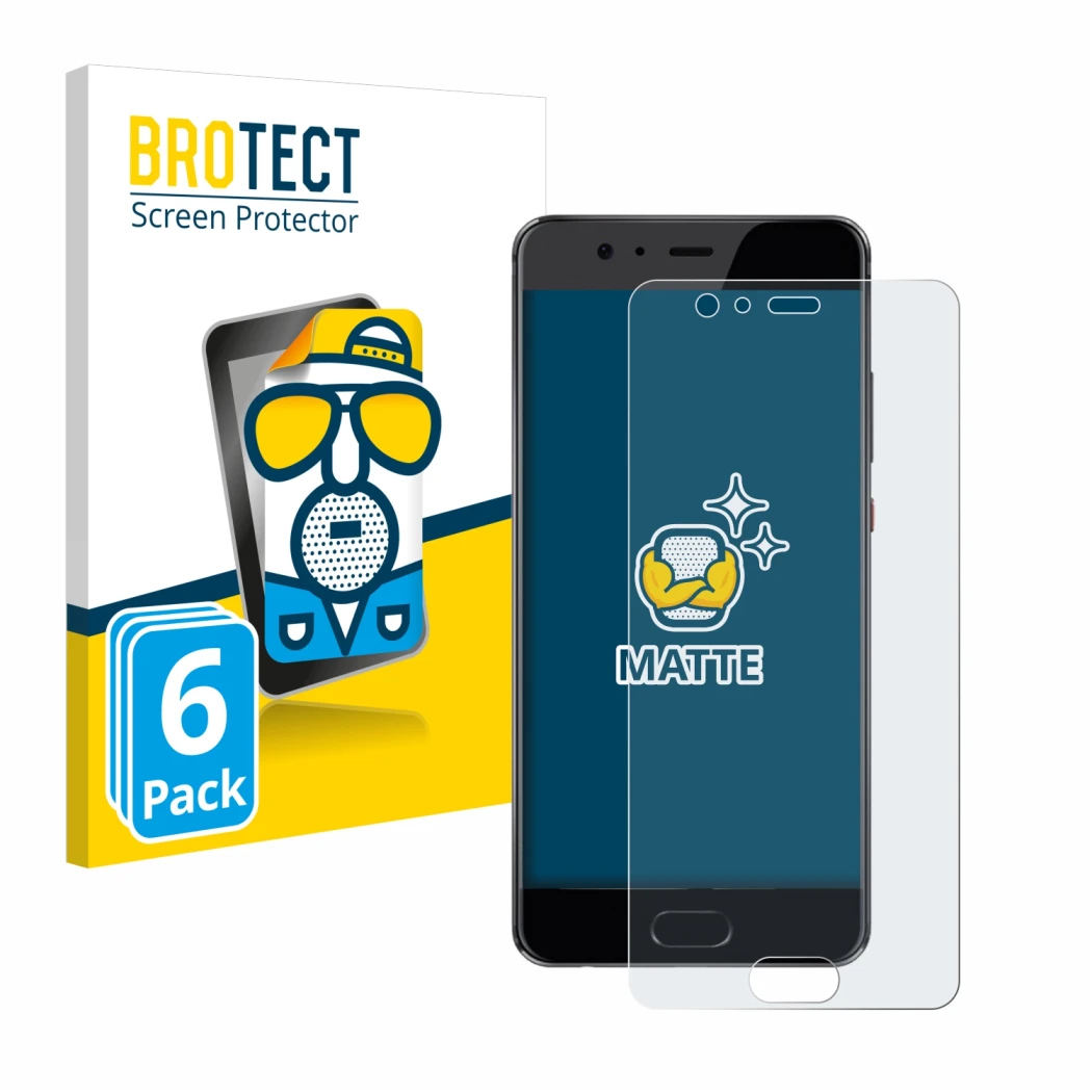 Parte frontale di una confezione del prodotto con il logo del marchio BROTECT. Accanto è raffigurato il dispositivo Huawei P10