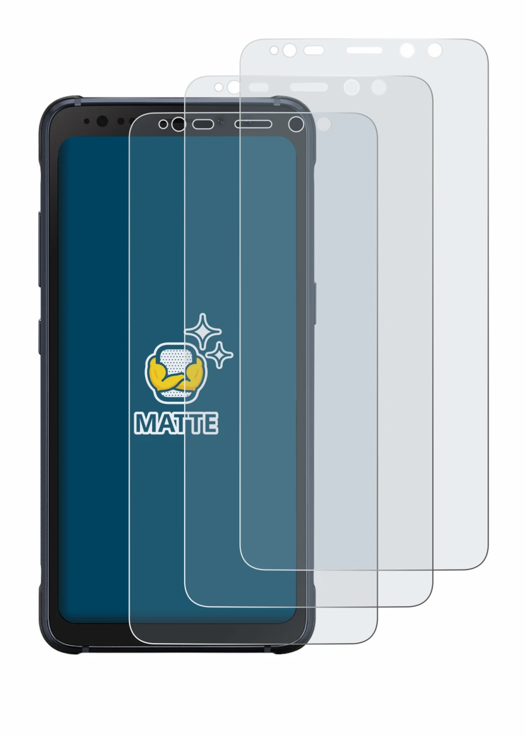 Immagine del dispositivo Samsung Galaxy S8 Active con un'ampia varietà di protezioni per lo schermo.