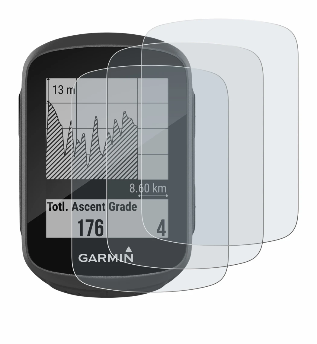 Immagine del dispositivo Garmin Edge 130 con un'ampia varietà di protezioni per lo schermo.