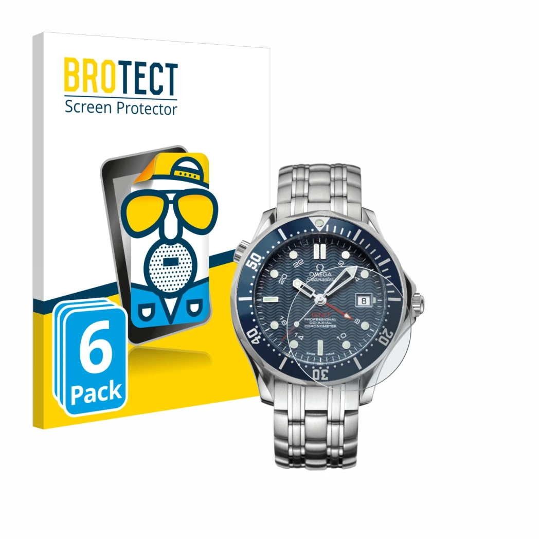 Parte frontale di una confezione del prodotto con il logo del marchio BROTECT. Accanto è raffigurato il dispositivo Omega Seam