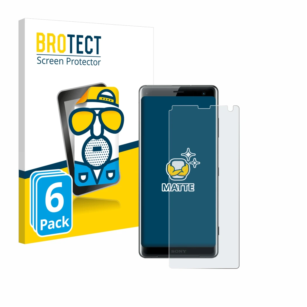 Parte frontale di una confezione del prodotto con il logo del marchio BROTECT. Accanto è raffigurato il dispositivo Sony Xperi