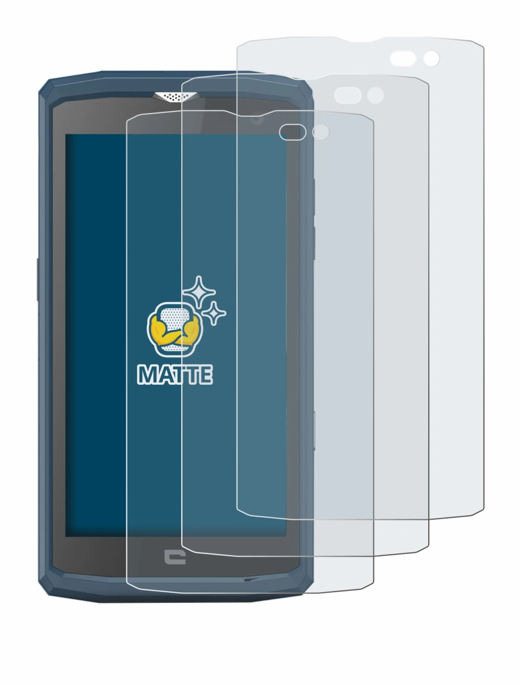 Immagine del dispositivo Crosscall Core X3 con un'ampia varietà di protezioni per lo schermo.