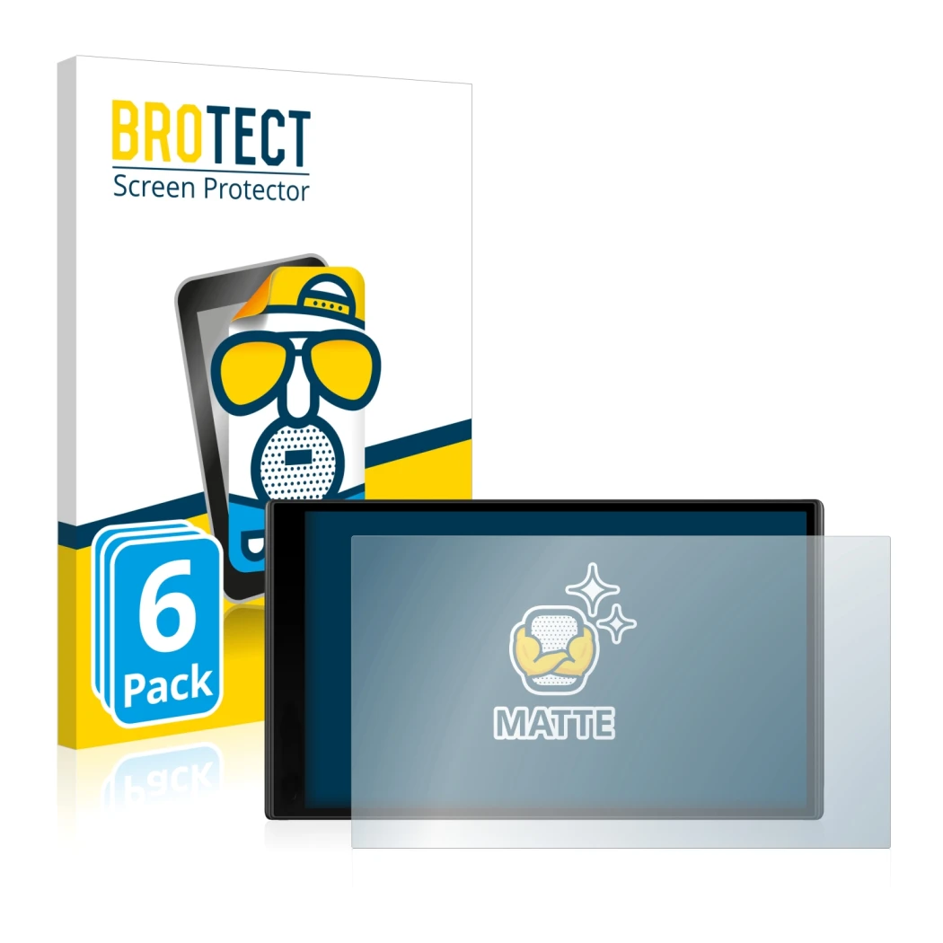Parte frontale di una confezione del prodotto con il logo del marchio BROTECT. Accanto è raffigurato il dispositivo Garmin Dri