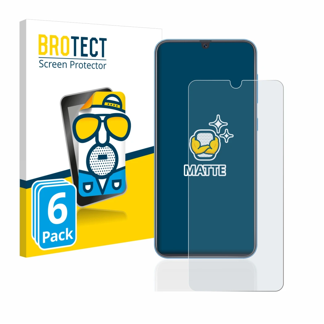 Parte frontale di una confezione del prodotto con il logo del marchio BROTECT. Accanto è raffigurato il dispositivo Samsung Ga
