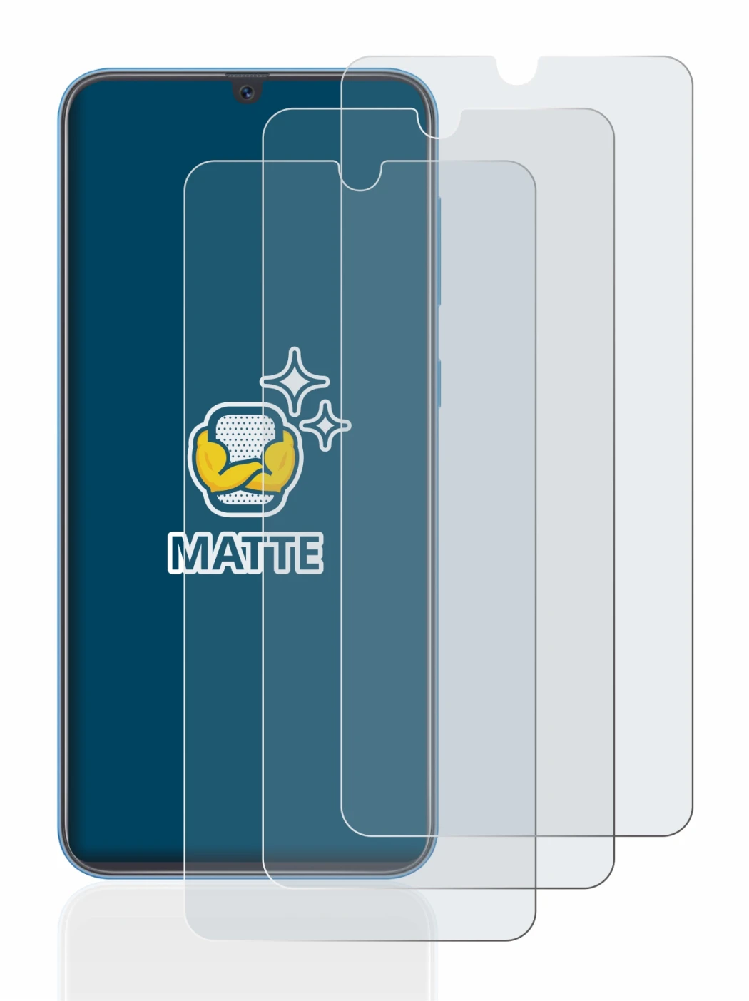 Immagine del dispositivo Samsung Galaxy A40 con un'ampia varietà di protezioni per lo schermo.