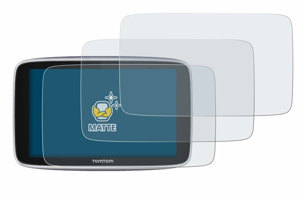 Immagine del dispositivo TomTom GO Premium X con un'ampia varietà di protezioni per lo schermo.