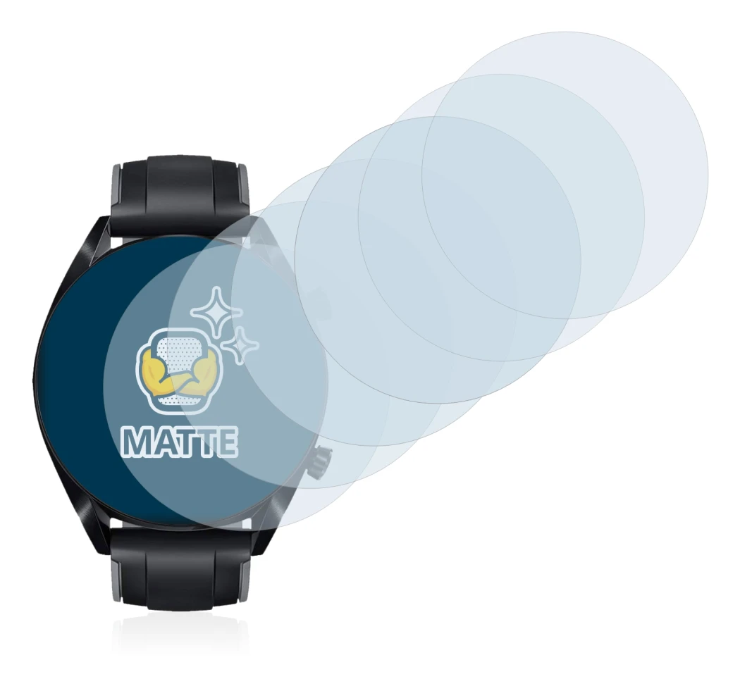Immagine del dispositivo Huawei Watch GT 2 (46 mm) con un'ampia varietà di protezioni per lo schermo.