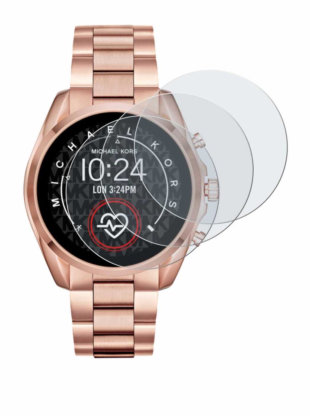 Immagine del dispositivo Michael Kors Access Bradshaw 2 con un'ampia varietà di protezioni per lo schermo.