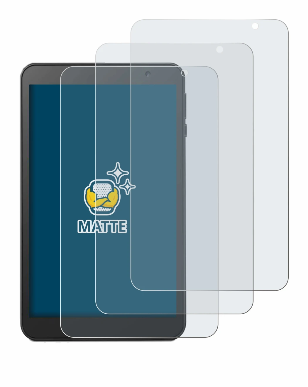 Immagine del dispositivo Vankyo MatrixPad S8 con un'ampia varietà di protezioni per lo schermo.