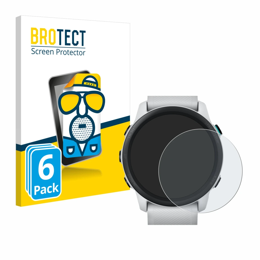 Parte frontale di una confezione del prodotto con il logo del marchio BROTECT. Accanto è raffigurato il dispositivo Garmin For