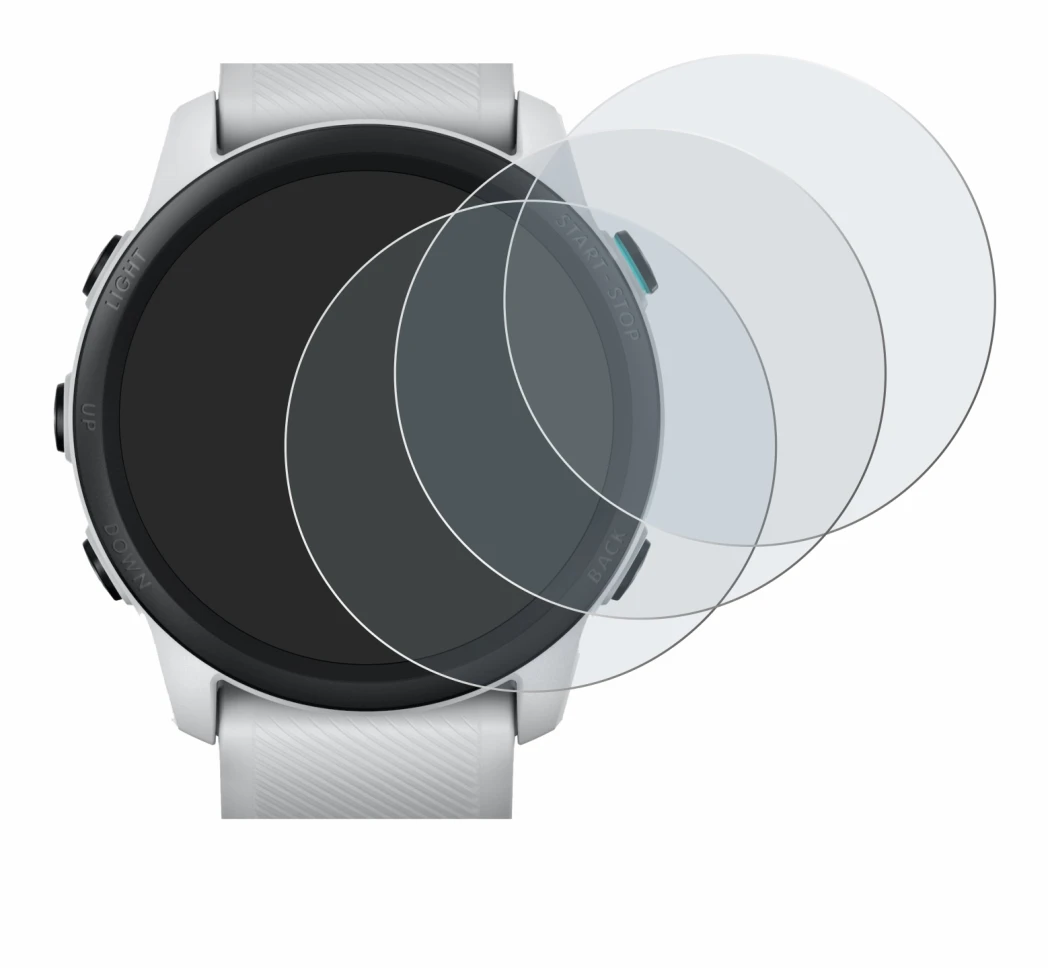 Immagine del dispositivo Garmin Forerunner 745 con un'ampia varietà di protezioni per lo schermo.