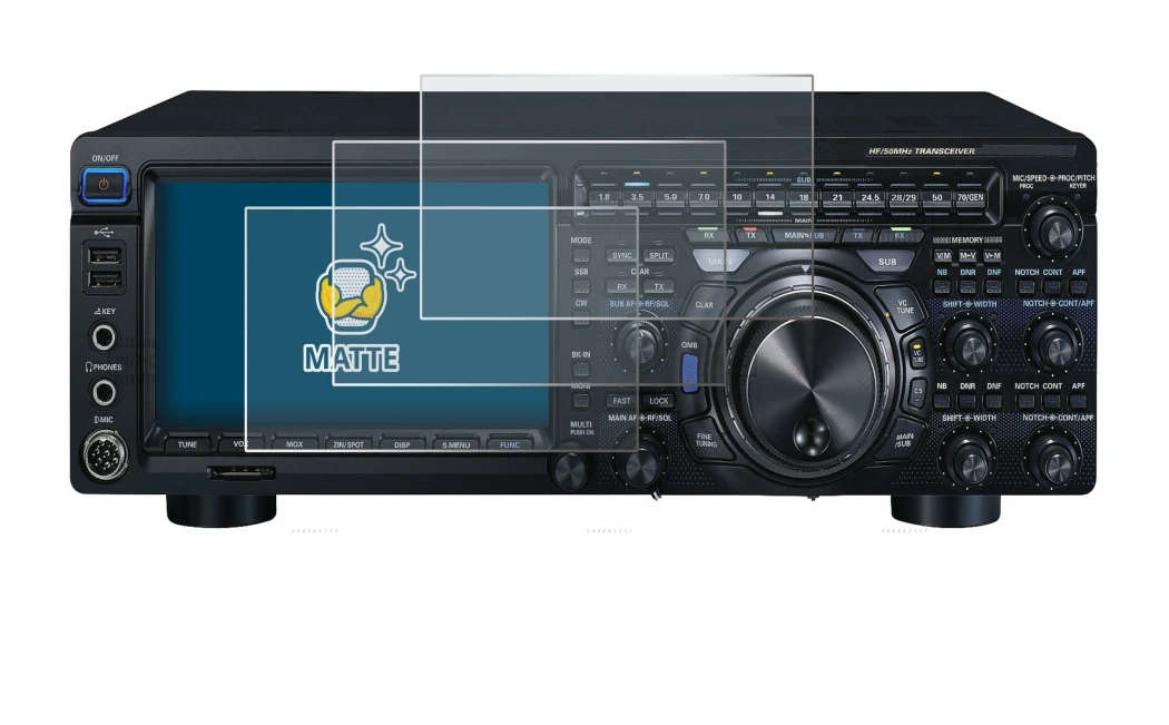 Immagine del dispositivo Yaesu FT-DX101D con un'ampia varietà di protezioni per lo schermo.